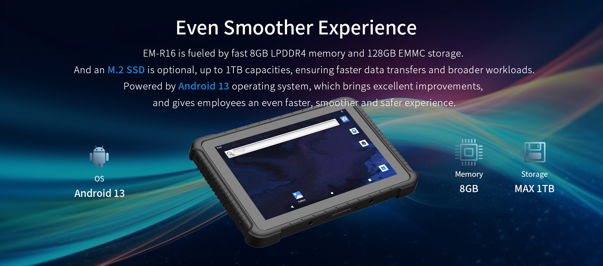 EM-R16 Android 13 Rugged Tablet PC 10 inch